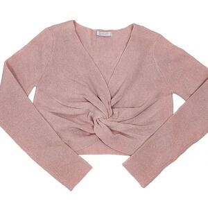 NWOT Active USA Cropped Long‎ Sleeve Ribbed Sweater Size Medium Peach Pink